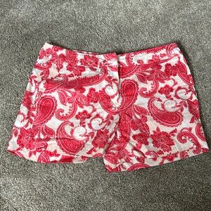 Kenji Red and White Paisley Print Shorts - Size 6